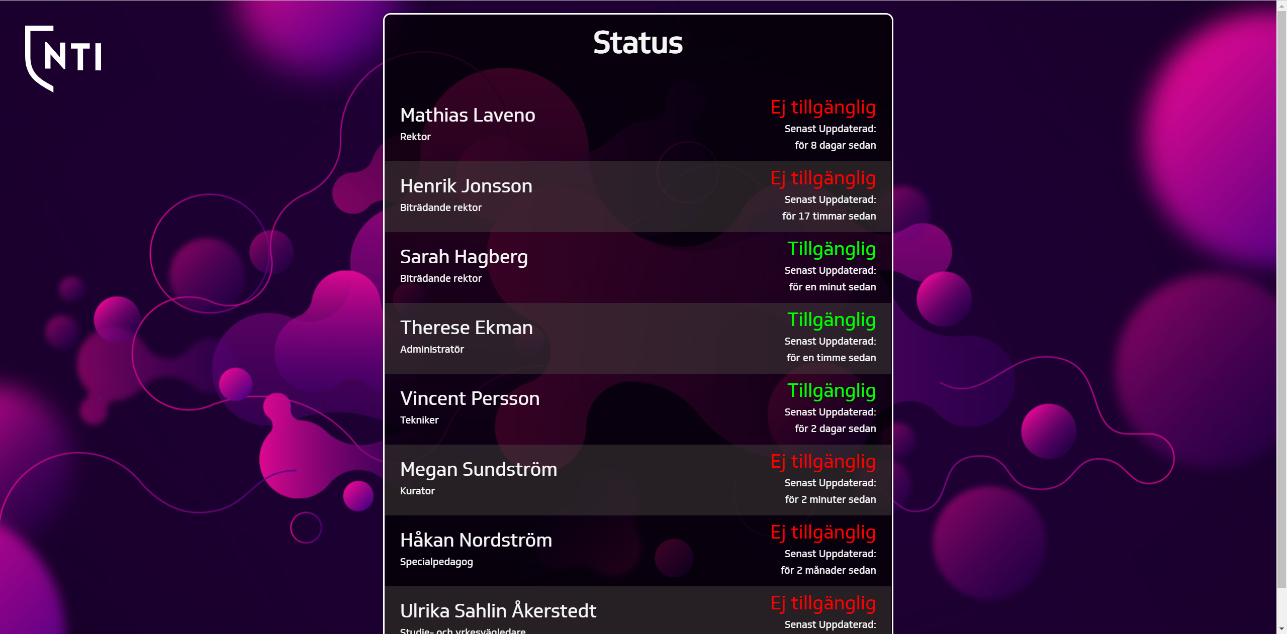 Image of the Admin attendance website